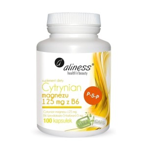 Cytrynian magnezu 125mg + B6 100 kapsułek, aliness