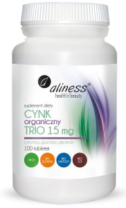 Cynk organiczny TRIO 15mg, 100 tabletek Aliness